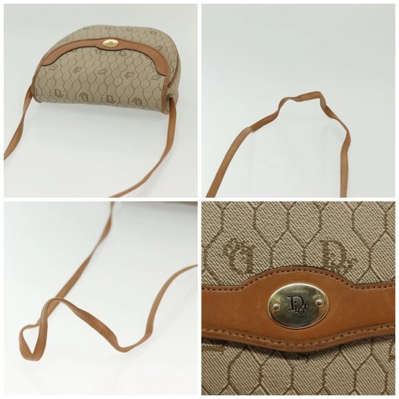 Christian Dior Honeycomb Canvas Shoulder Bag PVC Beige Gold Auth BA5504 - Picture 16 of 16